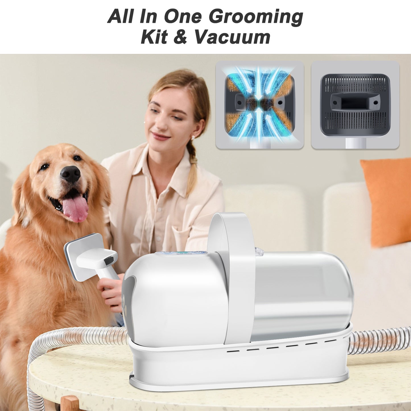 FurClean 7-in-1 Tierpflege-Staubsauger-Kit – Sauberes Trimmen & Fellpflege