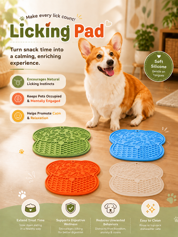 HappyTails Lick Mat – Stress-Relief Slow Feeder for Dogs & Cats