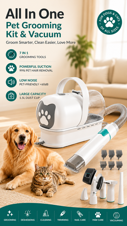 FurClean 7-in-1 Pet Grooming Vacuum Kit