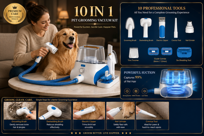 10-in-1 Pet Grooming Vacuum Kit for Dogs & Cats