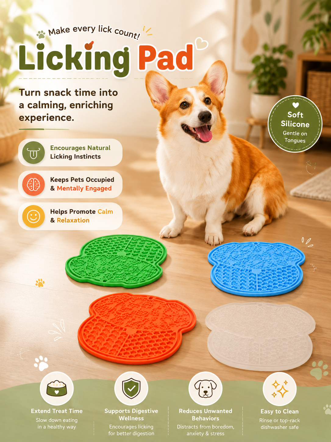 HappyTails Leckmatte – Stressabbauender Slow Feeder für Hunde & Katzen