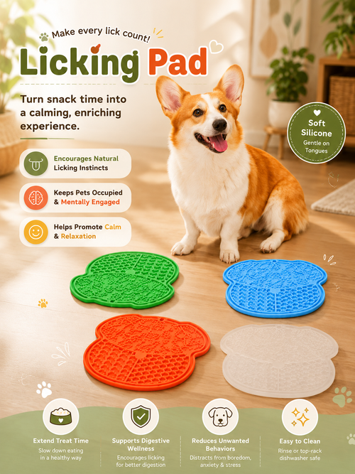 HappyTails Lick Mat – Stress-Relief Slow Feeder for Dogs & Cats
